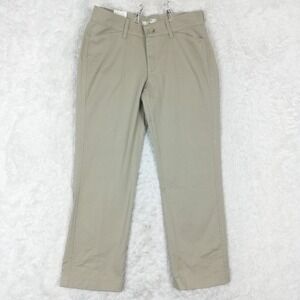 Riders Lee Womens Pants Plain Front Straight Leg Khaki Comfort Petite 8P New